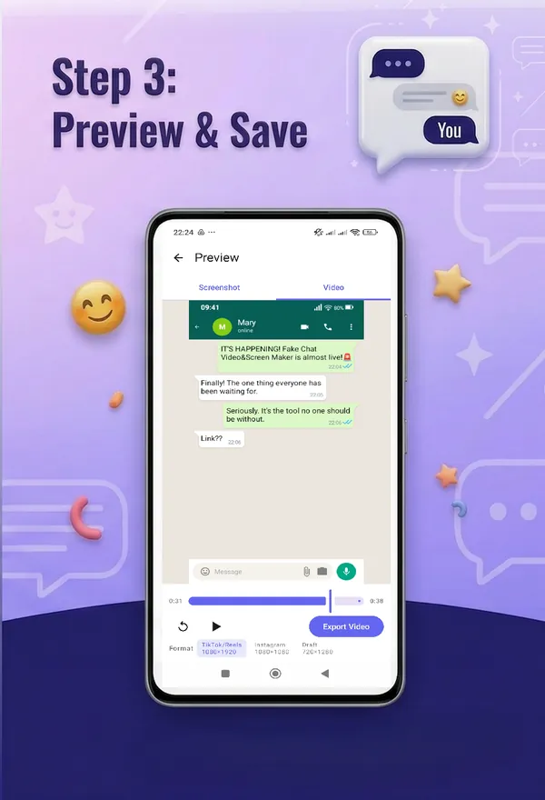 Preview the chat and save it as a video